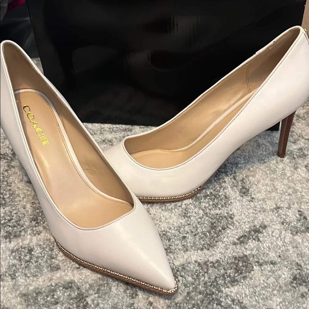 Coach White Elegant Pointed-Toe Heels - Picture 7 of 7